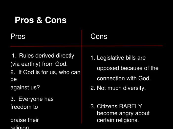 Pros and cons of a theocracy