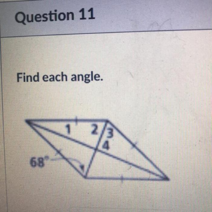 Rhombus numbered angles