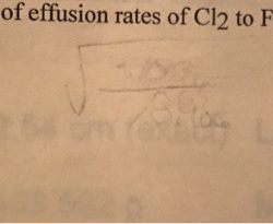 Calculate the ratio of effusion rates of cl2 to f2