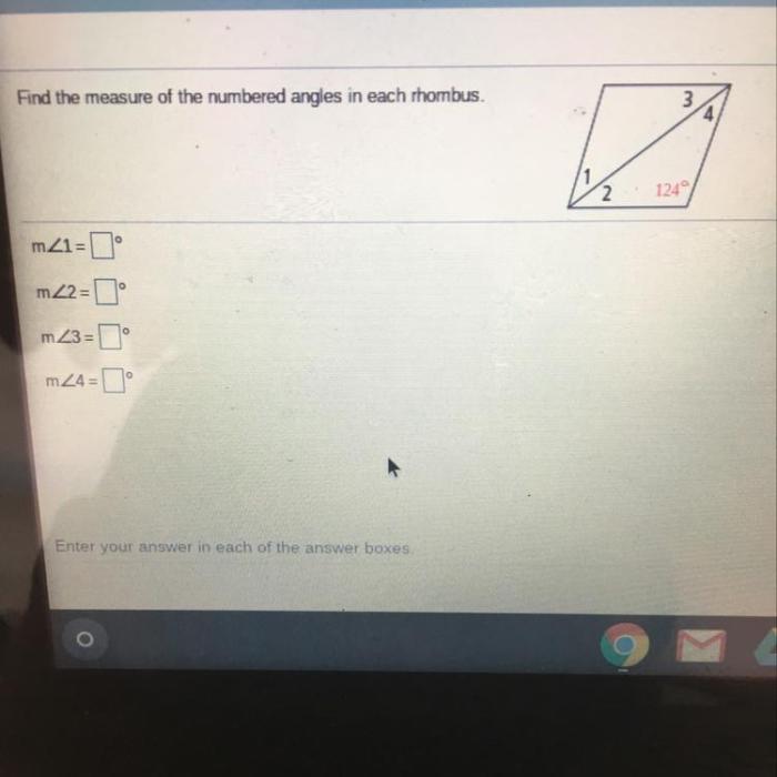 Rhombus angles numbered