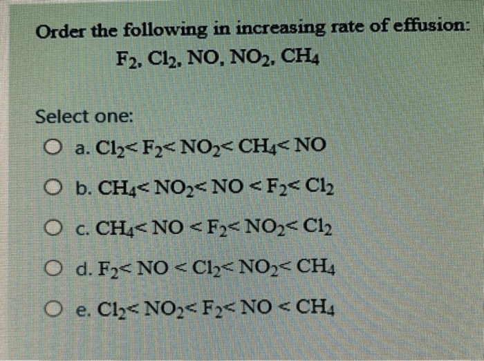 Calculate the ratio of effusion rates of cl2 to f2